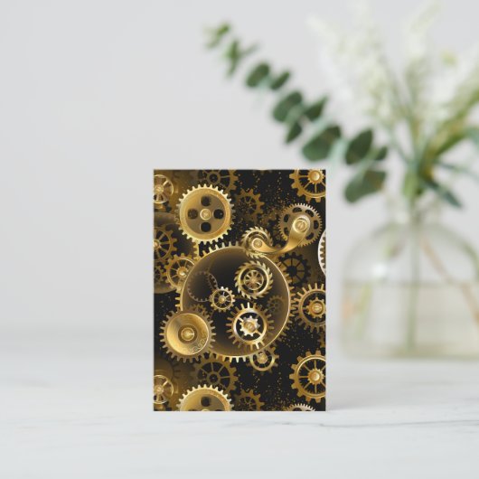 シームレススチームパンク真鍮ギア エンクロージャーカード (スタンド正面)