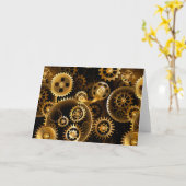 シームレススチームパンク真鍮ギア カード (黄色い花)