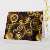シームレススチームパンク真鍮ギア カード (黄色い花)