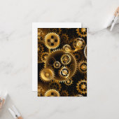 シームレススチームパンク真鍮ギア カード (正面/裏面インサイチュ)