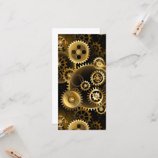 シームレススチームパンク真鍮ギア カード (正面/裏面インサイチュ)
