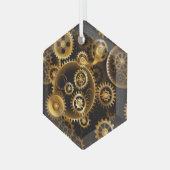 シームレススチームパンク真鍮ギア ガラスオーナメント (正面左)