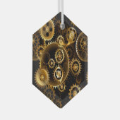 シームレススチームパンク真鍮ギア ガラスオーナメント (正面右)