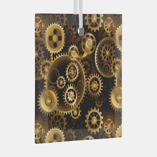シームレススチームパンク真鍮ギア ガラスオーナメント (正面右)