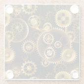 シームレススチームパンク真鍮ギア ガラスコースター (裏面)