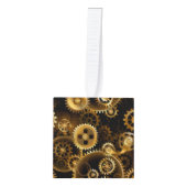 シームレススチームパンク真鍮ギア キューブオーナメント (正面)