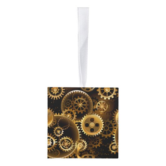 シームレススチームパンク真鍮ギア キューブオーナメント (右)