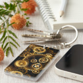 シームレススチームパンク真鍮ギア キーホルダー (正面右)