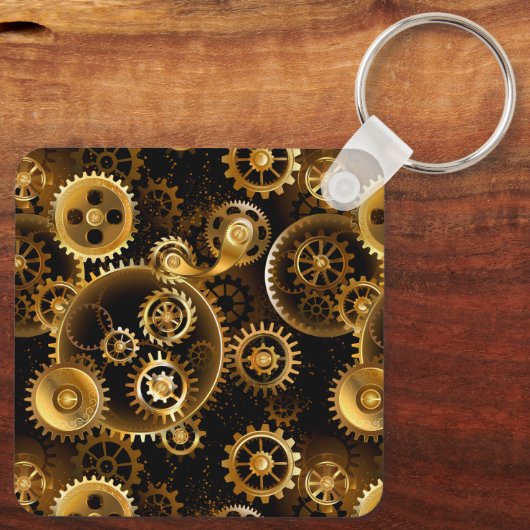 シームレススチームパンク真鍮ギア キーホルダー (裏面)