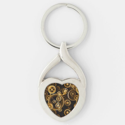 シームレススチームパンク真鍮ギア キーホルダー (正面)