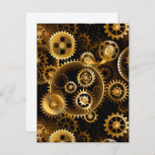 シームレススチームパンク真鍮ギア サンキューカード (正面/裏面)