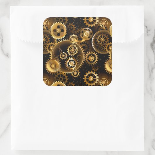 シームレススチームパンク真鍮ギア スクエアシール (バッグ)