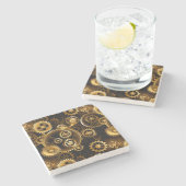 シームレススチームパンク真鍮ギア ストーンコースター (横)