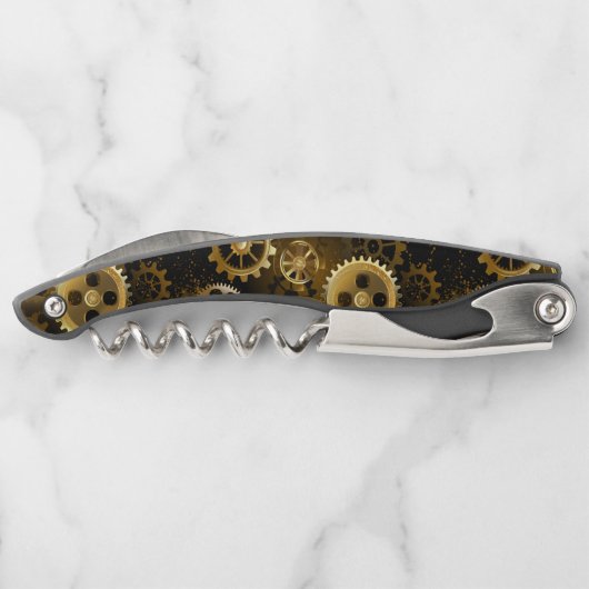 シームレススチームパンク真鍮ギア ソムリエナイフ (裏面)