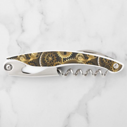 シームレススチームパンク真鍮ギア ソムリエナイフ (正面)