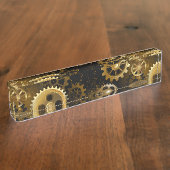 シームレススチームパンク真鍮ギア デスクネームプレート (側面)