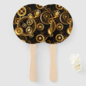 シームレススチームパンク真鍮ギア ハンドファン (正面&裏面)