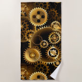 シームレススチームパンク真鍮ギア ビーチタオル (正面)