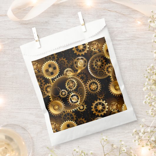 シームレススチームパンク真鍮ギア フェイバーバッグ (クリップ留めされた状態)