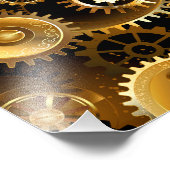 シームレススチームパンク真鍮ギア フォトプリント            (角)