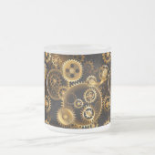 シームレススチームパンク真鍮ギア フロストグラスマグカップ (中央)