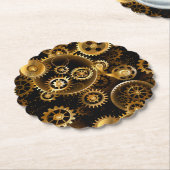 シームレススチームパンク真鍮ギア ペーパーコースター (アングル)