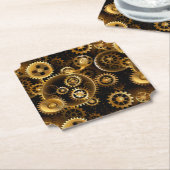 シームレススチームパンク真鍮ギア ペーパーコースター (アングル)