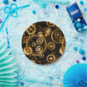シームレススチームパンク真鍮ギア ペーパープレート (パーティー)