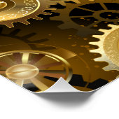 シームレススチームパンク真鍮ギア ポスター (コーナー)