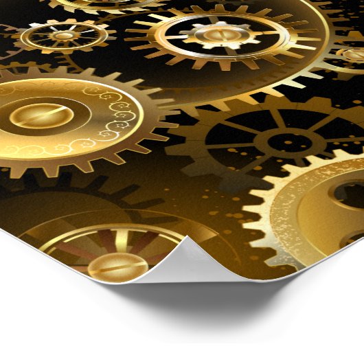 シームレススチームパンク真鍮ギア ポスター (角)