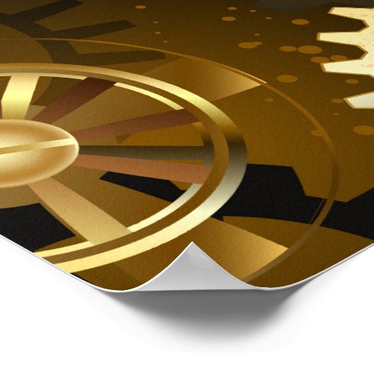 シームレススチームパンク真鍮ギア ポスター (角)