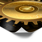 シームレススチームパンク真鍮ギア ポスター (コーナー)