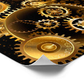 シームレススチームパンク真鍮ギア ポスター (角)