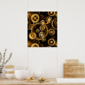 シームレススチームパンク真鍮ギア ポスター (キッチン)