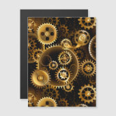 シームレススチームパンク真鍮ギア マグネット招待状 (正面/裏面)