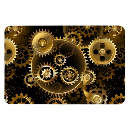 シームレススチームパンク真鍮ギア マグネット (横)