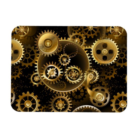 シームレススチームパンク真鍮ギア マグネット (横)