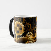 シームレススチームパンク真鍮ギア モーフィングマグカップ (正面左)