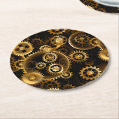 シームレススチームパンク真鍮ギア ラウンドペーパーコースター (アングル)