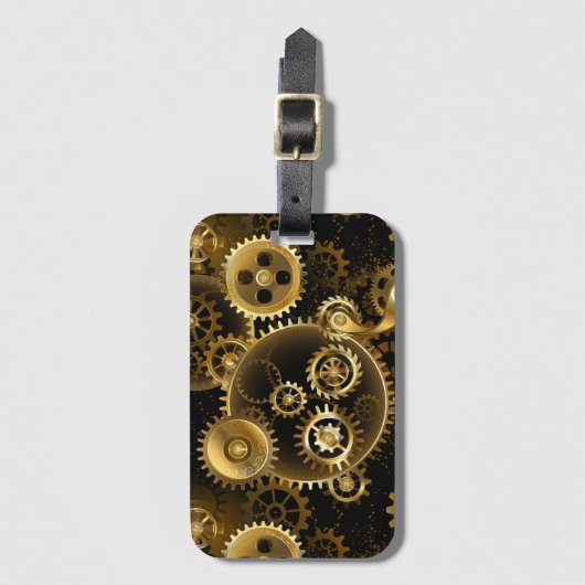 シームレススチームパンク真鍮ギア ラゲッジタグ (正面縦)