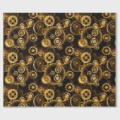 シームレススチームパンク真鍮ギア ラッピングペーパー (フラット)