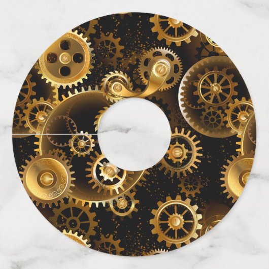 シームレススチームパンク真鍮ギア ワイングラスタグ (正面)