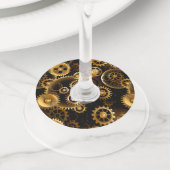 シームレススチームパンク真鍮ギア ワイングラスタグ (クローズアップ)