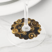 シームレススチームパンク真鍮ギア ワイングラスタグ (クローズアップ)