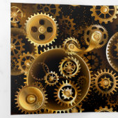 シームレススチームパンク真鍮ギア 三つ折りカード (内部最初)