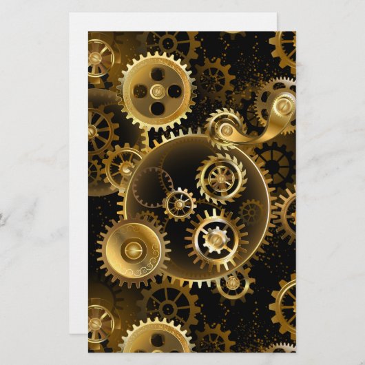 シームレススチームパンク真鍮ギア 便箋 (正面/裏面)