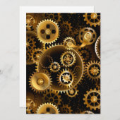 シームレススチームパンク真鍮ギア 招待状 (正面/裏面)