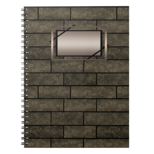 シームレスストーンブリックロフト茶色のグレーカラープリント ノートブック (正面)