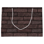 シームレスストーンブリックロフト茶色のグレーカラープリント ラージペーパーバッグ (正面)