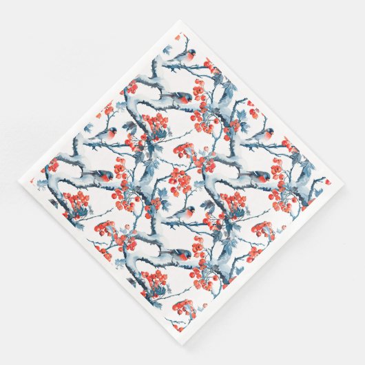 シームレスタイトマウスの鳥、冬の雪の枝、行 (コーナー)